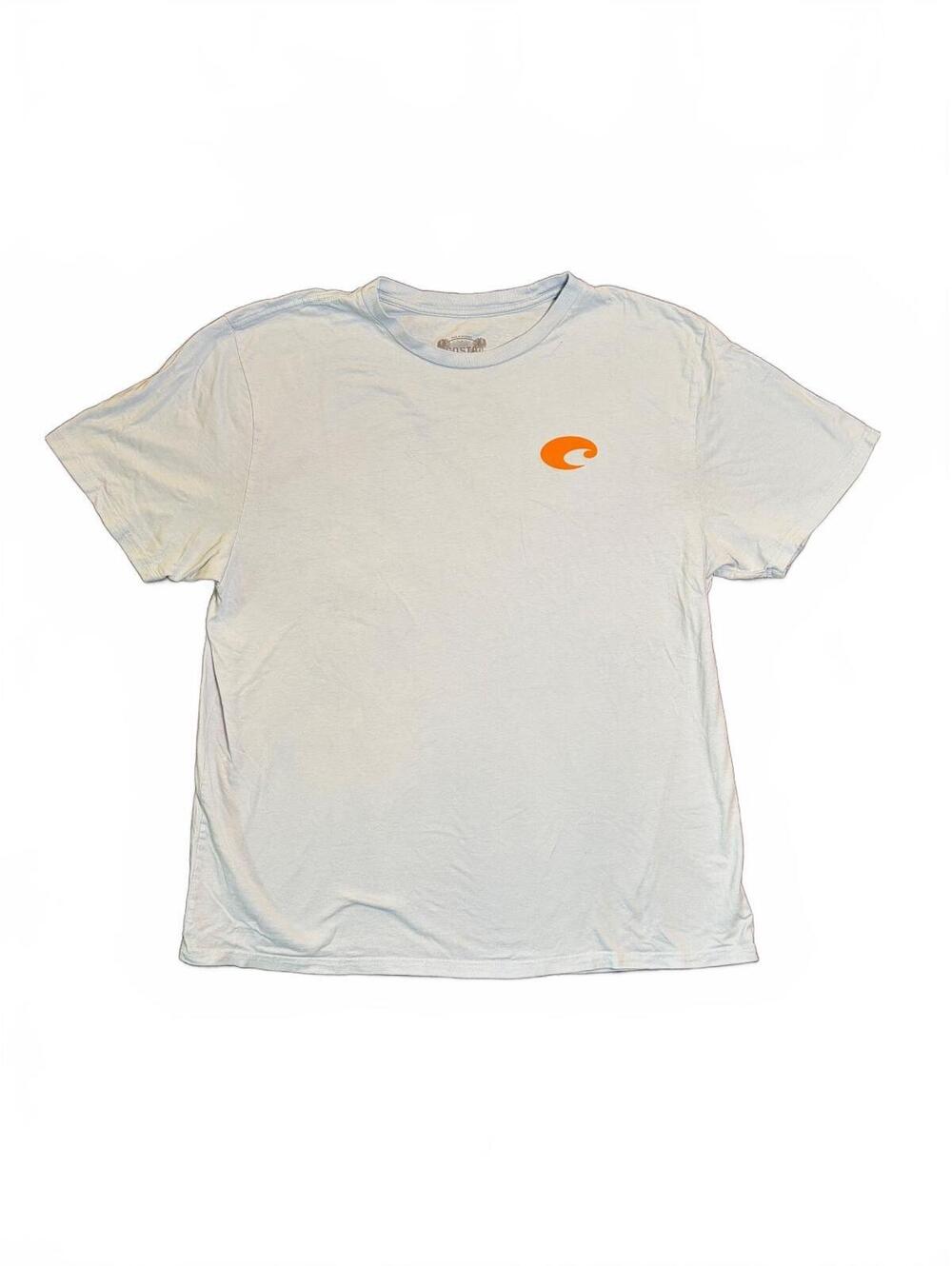 Costa T-Shirt Mens XXL Light Blue Fishing Graphic Short Sleeve Cotton Tee
